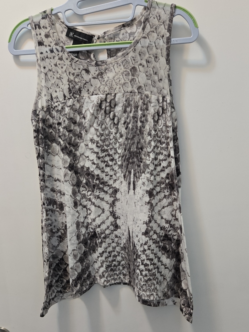 INC International Concepts Gray and White Snake Print Tank Top